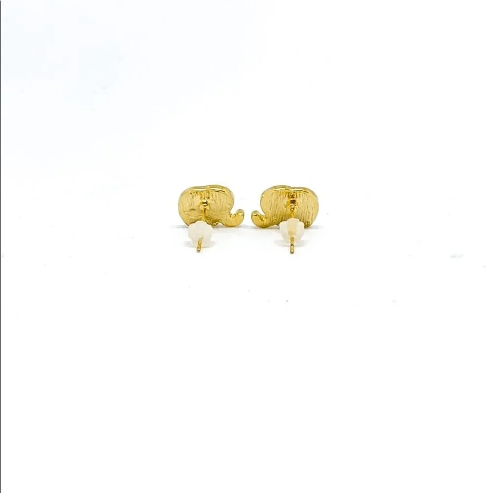 Pink Enamel Gold Rhinestone Earrings